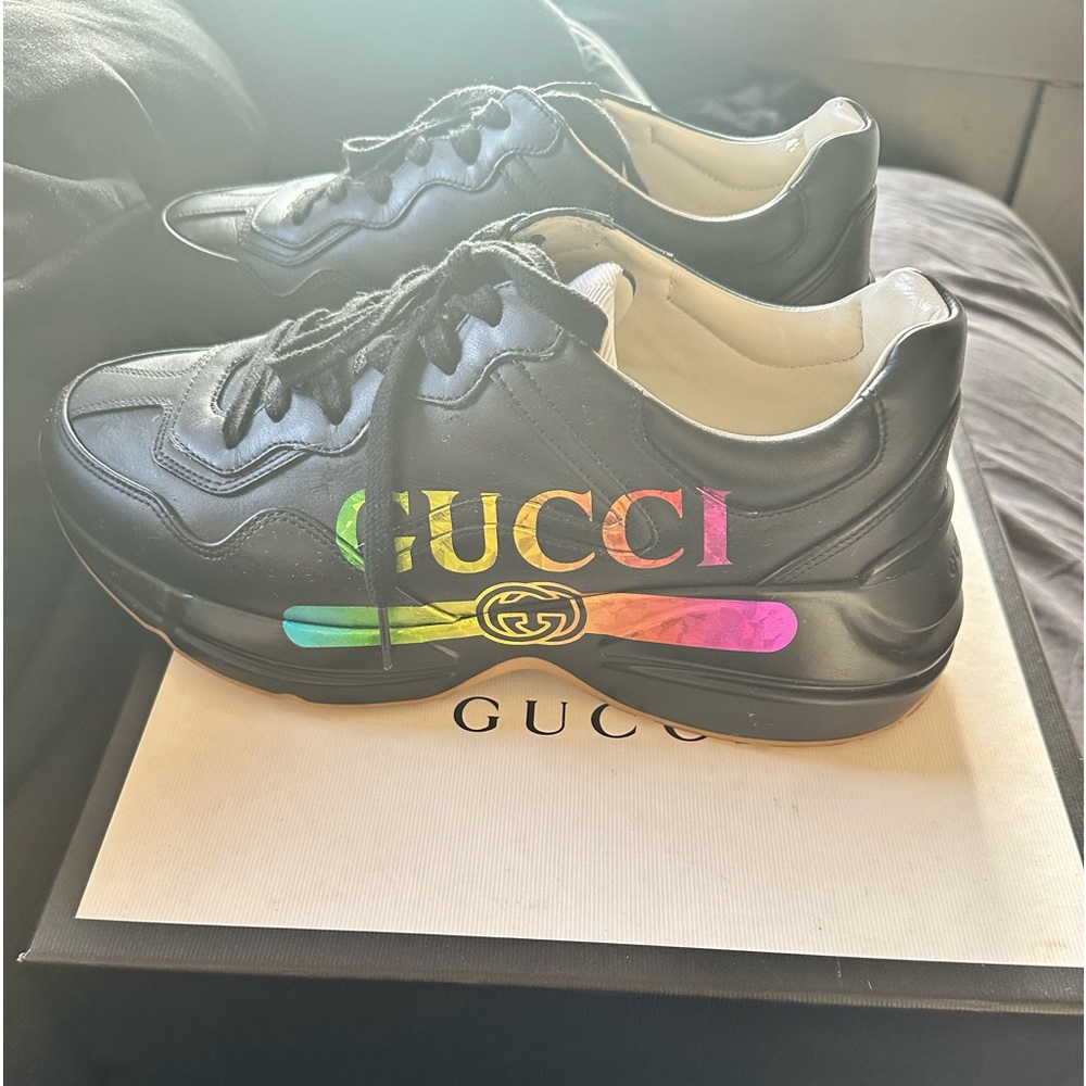 GUCCI RHYTON leather black trainers sneakers